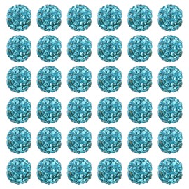 PATIKIL 8 mm Rhinestone Clay Beads, Pack of 50 Round Polymer Clay Crystal Charm Beads for Jewellery Making, Craft Decoration, Necklace, Bracelets, DIY, Blue