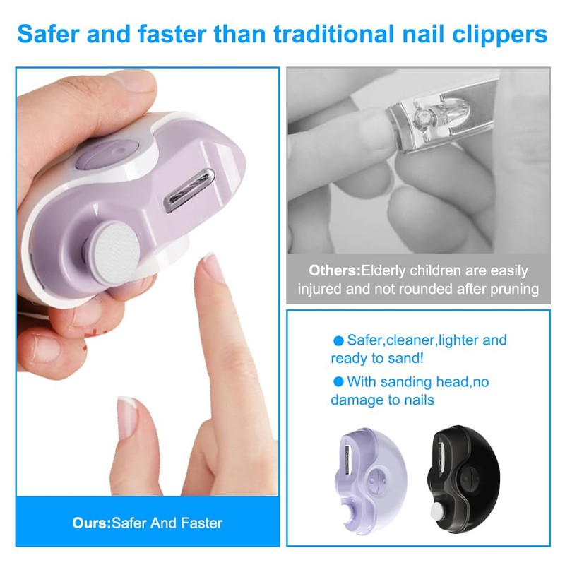 Electric Nail Clippers, Anti-Splash File Function (Purple)