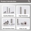 #8-32x1/2 UNC Phillips Flat Countersunk Head Machine Screws, 304 Stainless