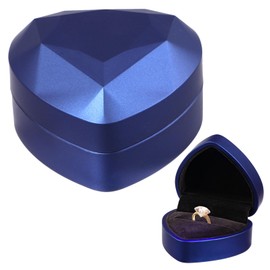 YJWZWE Engagement Ring Box Jewellry Display Gift Boxes Heart Shaped Ring Case for Proposal Wedding Anniversary (Navy Blue)