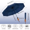 Hannstar Compact Umbrella, Windproof Strong with Wooden Handle, Automatic Umbrella