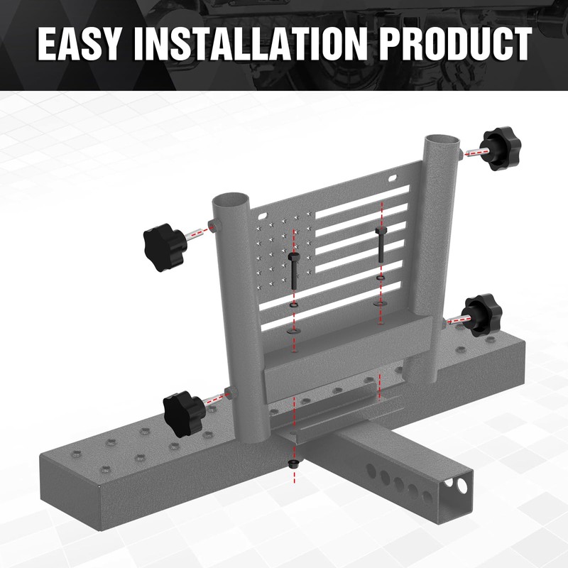 Trailer Dual Hitch Flag Pole Holder Step for 2 Inch