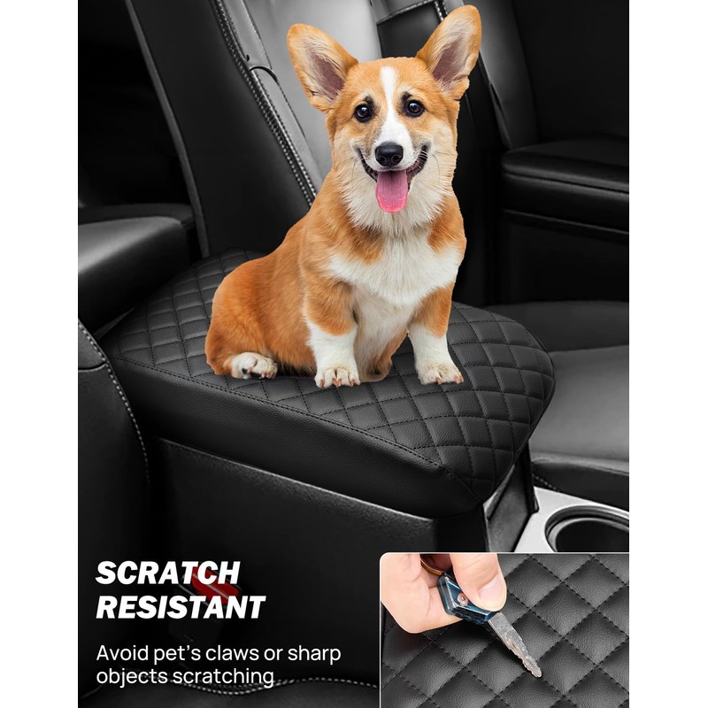 JOYTUTUS Center Console Cover Compatible with 2010-2024 4Runner, Leather Arm