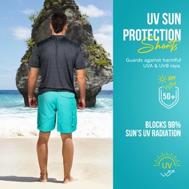 Banana Boat Mens UPF50+ Hiking Cargo Shorts Quick Dry Outdoor 4-Way Stretch Aqua