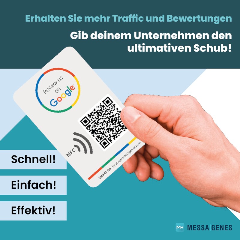 MESSAGENES PVC card rating on Google QR code and NFC