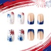 24Pcs Independence Day French Tip Press on Nails Short Square