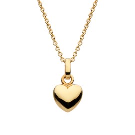 Dew Gold Plated Sterling Silver Solid Heart Necklace, 18"
