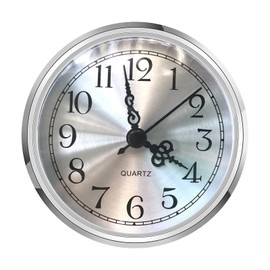 Carkio Mini Round Clock Insert 3-1/2 Inch (90 mm), Gold Quartz Clock Insert with Arabic Numeral Gold Dial Gold Tone Bezel Fit-up Movement Miniature Clock,Fit 3.0 inch (78 mm) Diameter Hole (Sliver)