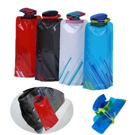 iHMeiju 4pcs Flexible Water Bottles with Carabiner, 700ml Collapsible Water Bottle, Reusable Canteen Foldable Drinking Water Bags with Clip for Sports, Biking, Hiking Travel, 4 Colors.