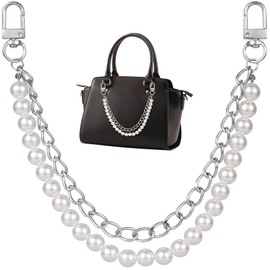 HINZIC HINZIC Pearl Purse Chain Extender Silver Handbag Straps Metal Shoulder Crossbody Bags Short Handle Replacement Charms Accessories for Women