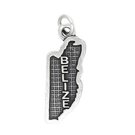 LGU Sterling Silver Oxidized Textured Travel Belize Charm