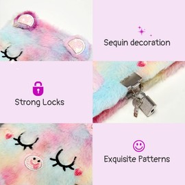 PESLNG Secret Girl Journal with Lock, Ideal for Back to School and Special Gifts (Cartoon Cat, Multi)