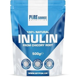 Inulin Powder High Grade Prebiotic Soluble Fibre Powder - Vegan GMO Free Made in EU from Natural Chicory Root Fructo OligoSaccharide FOC by Pure Source Nutrition (500g)