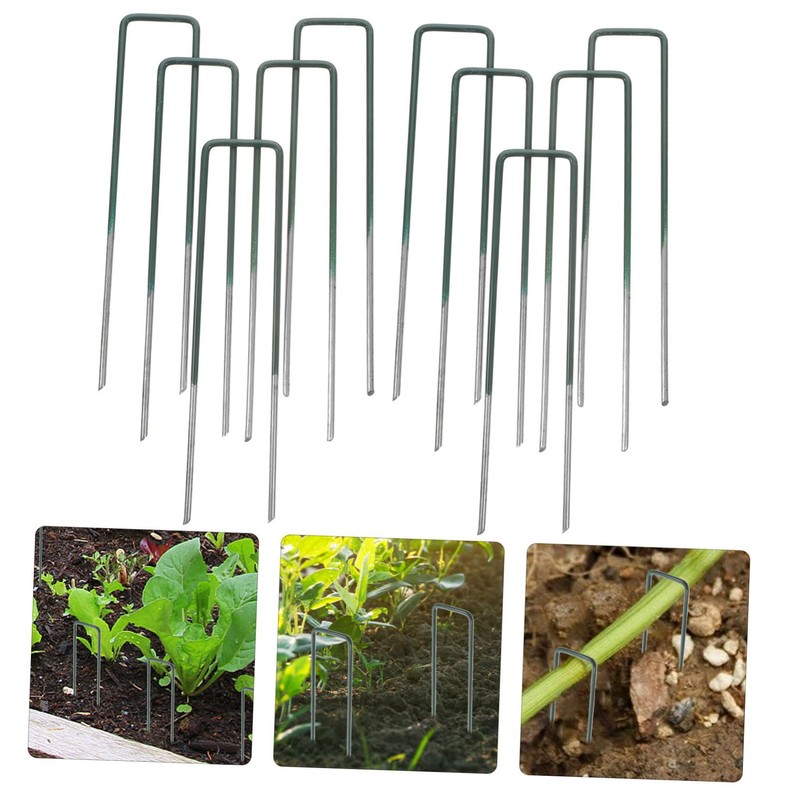 Mikinona 10 pcs Heavy Duty U Shaped Garden Pegs Durable