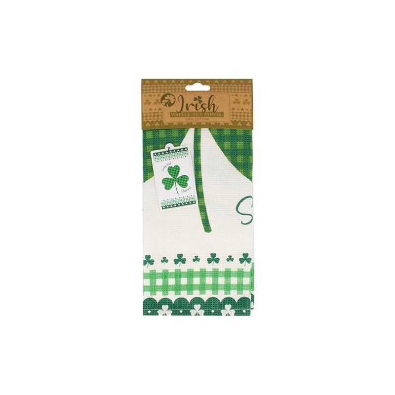 Shamrock Gift Company - Waffle Tea Towel 'Lucky Irish Shamrock'