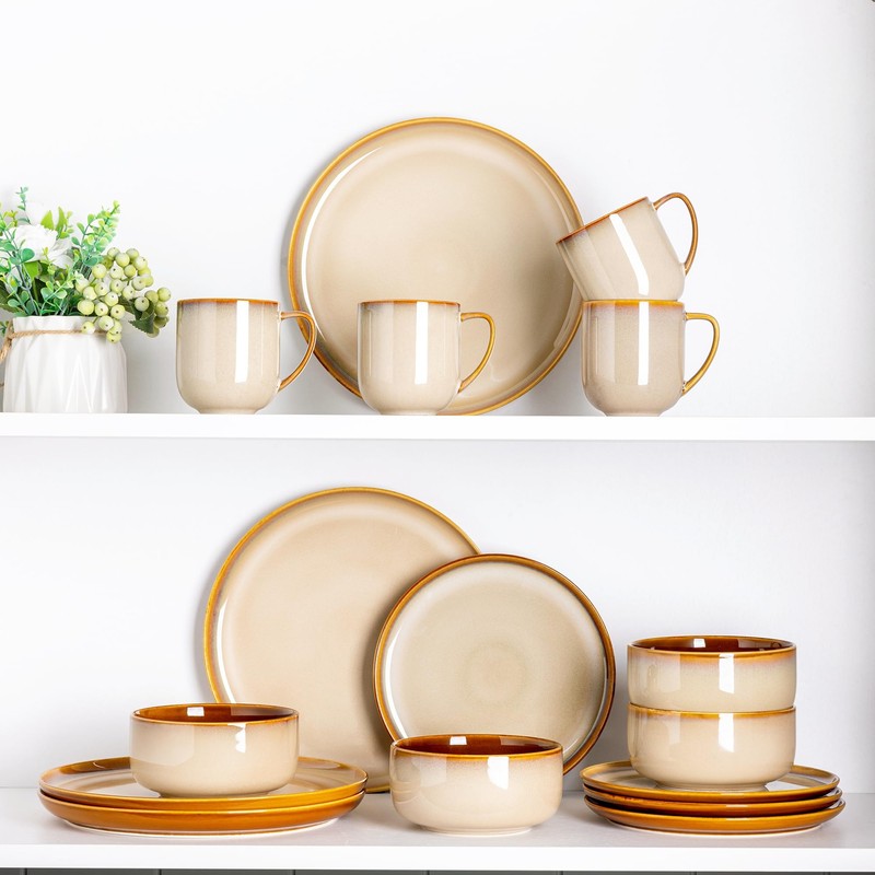 LERATIO Ceramic Dinner Plates Set of 6, 10.5 Inch Reactive
