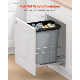 VEVOR Pullout Trash Can for Kitchen Cabinets, 35 QT Garbage Waste Recycling Bin, Under Mount Waste Container, with Heavy Duty Metal Soft Close Sliding System and Door Kit, for Sink, Under Counter