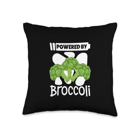 Powered by Broccoli Throw Pillow