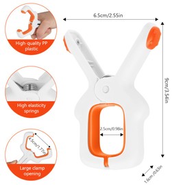 Alaoo Large Towel Clips, Pack of 6 Large Clothes Pegs, Beach Towel Clips, Windproof Clips on Beach and Sun Loungers for Laundry, Beach Towel, Bath Towel, Thick Clothes, Carpet etc.