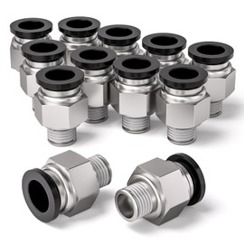 Bwintech Pack of 12 6 mm Hose AD x 1/8 Inch BSP Male Thread, Straight Connector, Pneumatic Connection, PC6-01 Quick Release Air Line Adapter