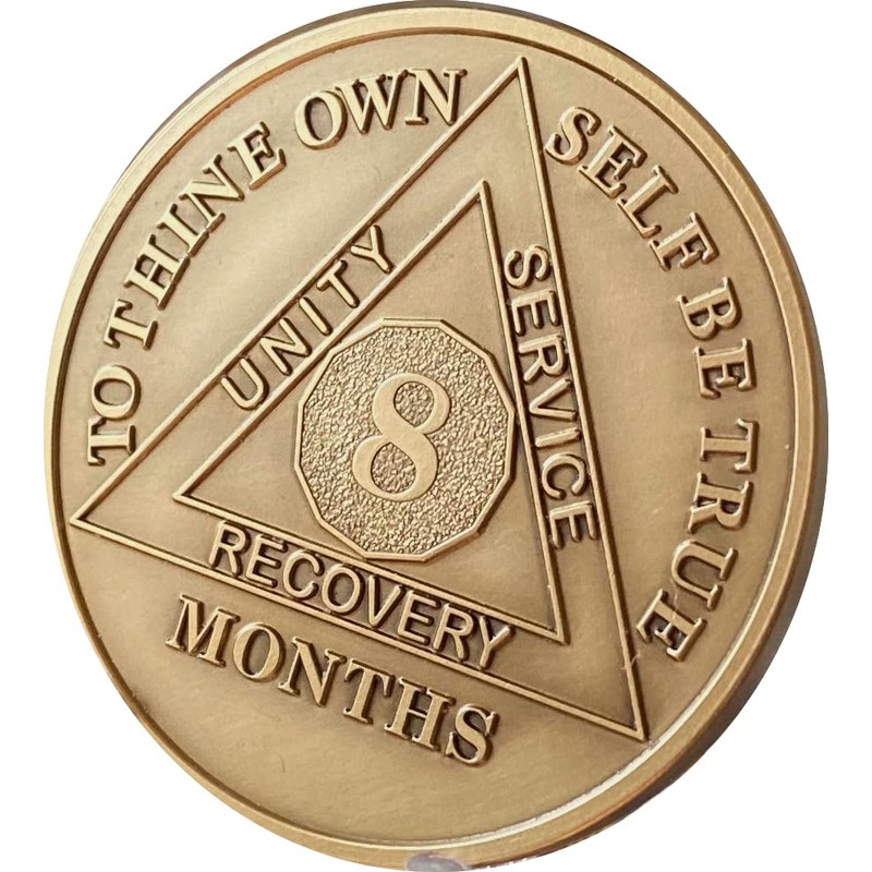 RecoveryChip Engravable 8 Month AA Medallion Large 1.5" Heavy Premium