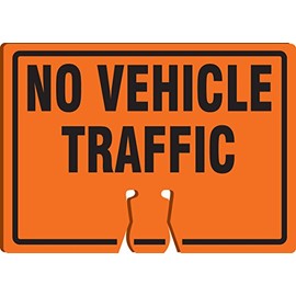 AccuformNMC "No Vehicle Traffic" Traffic Cone Top Sign, Combine With Orange Cones to Create a Warning Sign, 10" x 14" Plastic Cone Sign, Made in the USA, FBC723