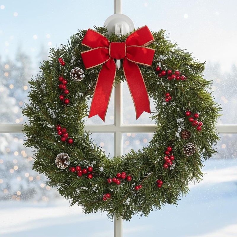 NL HOME Wreath Hangers for Glass Door or Window, 2-Pack