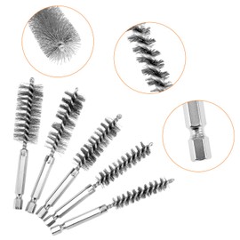 QWORK Wire Bore Brush Set, 10 Pcs Stainless Steel Drill Wire Bore Brush with 1/4 Hex Shank, (8-19mm) Sizes for Cleaning Cylinders Tubes