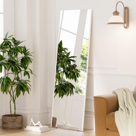 brisafe Full Length Mirror with Stand, 65"x22" Super Lightweight Glassless Home Full Floor Mirror, Oversized 0.04mm Nano-Film Gym Mirror, White