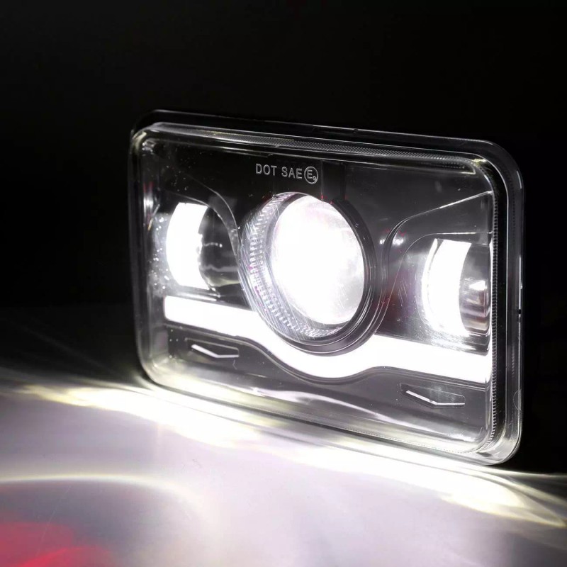 mayello 4PCS 4x6" LED Headlights Red Demon Eyes For Oldsmobile