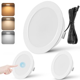 URing Set of 3 LED Recessed Spotlights, 12 V, Dimmable, 3 W Ceiling Spotlights, 55-58 mm Spotlights, 12 V, 3000 K, Warm White, 4000 K, Neutral White, 6000 K, Cool White, Recessed Spotlights, LED 15 mm