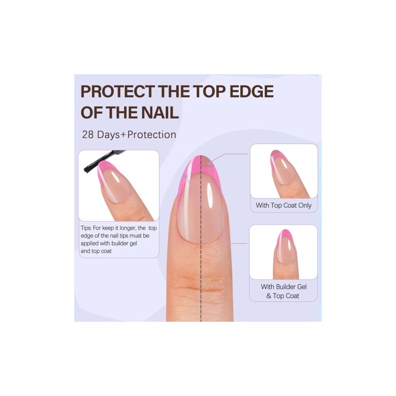 Misssix XBASICTIPS Uñas postizas francesas, 150 unidades, puntas de gel