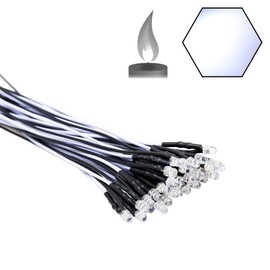 EDGELEC 30pcs 12 Volt 3mm White Flicker LED Lights Emitting Diodes (Candle Flickering Lights) Pre Wired 7.9 inch DC 12v LED Light Clear Lens Small LED Lamps