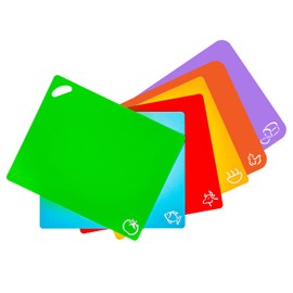 Axer Küchen Schneidebrett Kunststoff Groß - 6-teilige Schneidematte Küche Flexibel - Buntes Schneidebrett Set Spülmaschinenfest - Schneidbrett Set