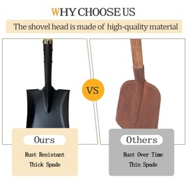 FORCOLID Flat Shovel, Square Shovel, Transfer Shovel, Snow Shovel, 41 inch Long, Durable D Grip Shovel, for Farming, Outdoor Works, Gardening, Landscape Works