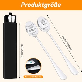 2 Stücke Kaffeelöffel mit Gravur für Beste Oma und Opa, Oma und Opa Geschenk, Dessertlöffel für Oma und Opa, Geburtstagsgeschenk, Weihnachtsgeschenke Mit Geschenkbox