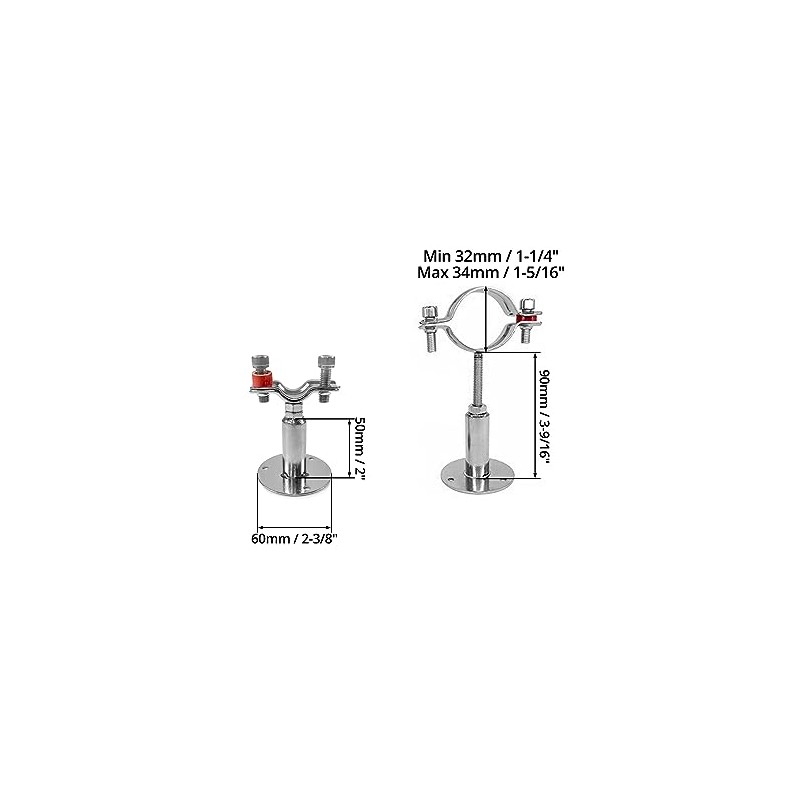 QWORK Adjustable Stainless Steel Pipe Support Bracket Kit - Compatible