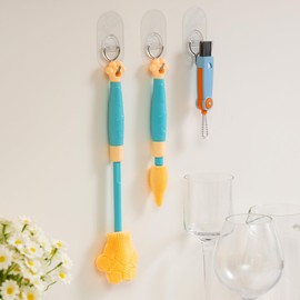 Chemimoso Adjustable Handle Length (10.5-13.8in) Water Cup Cleaner Bottle Brush, Silicone Baby Bottle Brush, Pot Brush Cleaner, Blue