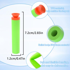 WALWAL 100 PCS Suction Darts Foam Bullet Refill Pack - Compatible with N-Strike, Modulus, AccuStrike Elite Series - Safe Foam Ammunition for Kids, Teens, and Adults(Green)