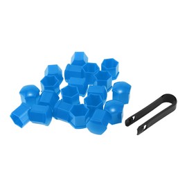 Partuto 20 Pcs Wheel Lug Nut Bolt with Clip Rims Tire Nut Screws Dust Cap Cover Nut Protection Plastic Blue 21mm