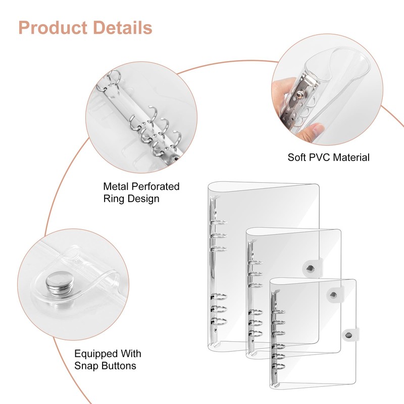 TECDW A7 Size Seal Notebook, PVC Clear Material Metal Ring