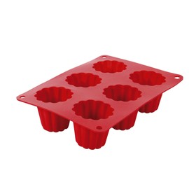 CREALYS Backförmchen für Cannelés (traditionelles Gepäck aus Bordeaux), Silikon, 26 cm (513012), Rot
