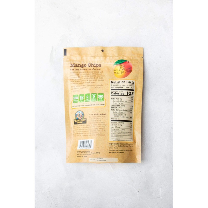 Sisters Fruit Company, Mango Chips, All-Natural, No Preservatives, Fat-Free (SIX