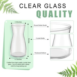 6 Pcs 8'' Tall Clear Flower Vase Wide Mouth Crystal Glass Vase Modern Boho Style Decorative Vases for Centerpieces Bulk Tall Vase for Flower Bouquets Rustic Home Decor Wedding Housewarming Gift