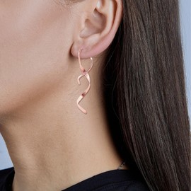 ULT-unite Spiral Threader Earrings for Women: Stainless Steel, Handmade, Twisted Spiral, Drop Dangle, Rose Gold