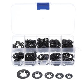 QUARKZMAN 300 Pcs Inner Tooth Washer Set, 5 Sizes M2/M2.5/M3/M4/M5 Quick Release Washers 65Mn Steel Compression Springs for Quick Fixing
