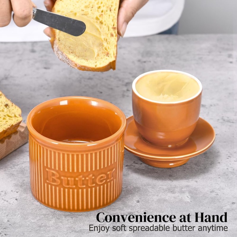 French Butter Crock for Counter with Water Seal, Ceramic French