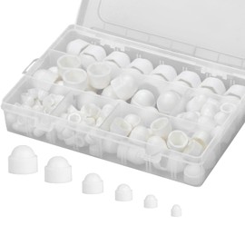 Gueenky Pack of 160 Protective Caps for Screws, M4 M5 M6 M8 M10 M12 Screw Caps Hexagonal Screw Cover White Caps Nuts Cover Caps for Nuts Screws Bolts