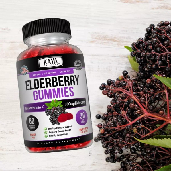 Elderberry Gummies 60ct Zinc Vitamin C Immune Support Black Sambucus