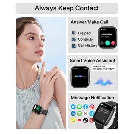 Smart Watches for Men/Women, 1.75" Bluetooth Call, AI Voice Smartwatch, 24/7 Heart Rate Monitor, Blood Pressure/SpO2/Sleep Tracker, IP68 Waterproof, 100+ Sports Fitness Tracker for Android iOS Black